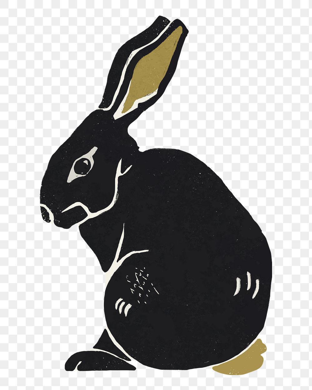 Rabbit png vintage illustration sticker, transparent background