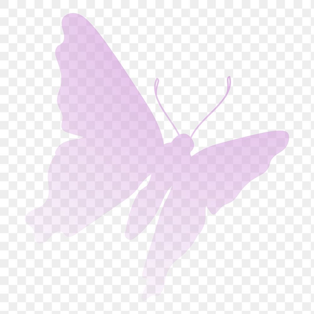 PNG silhouette gradient pink butterfly sticker, transparent background