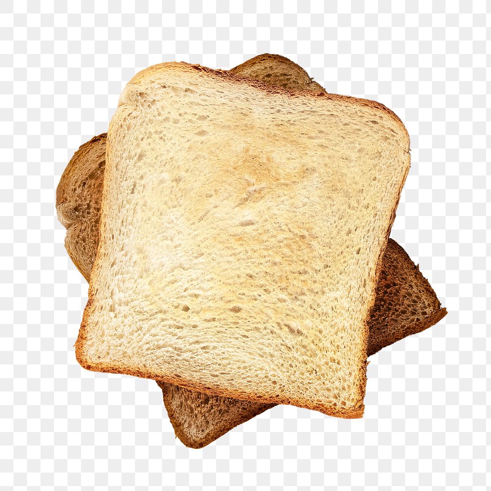 Breakfast png toast, bread for carbohydrates in transparent background