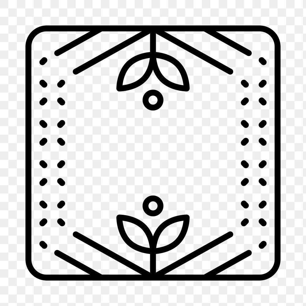 Flower square png logo element, transparent background