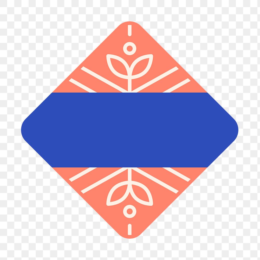 Leaf rhombus png logo element, transparent background