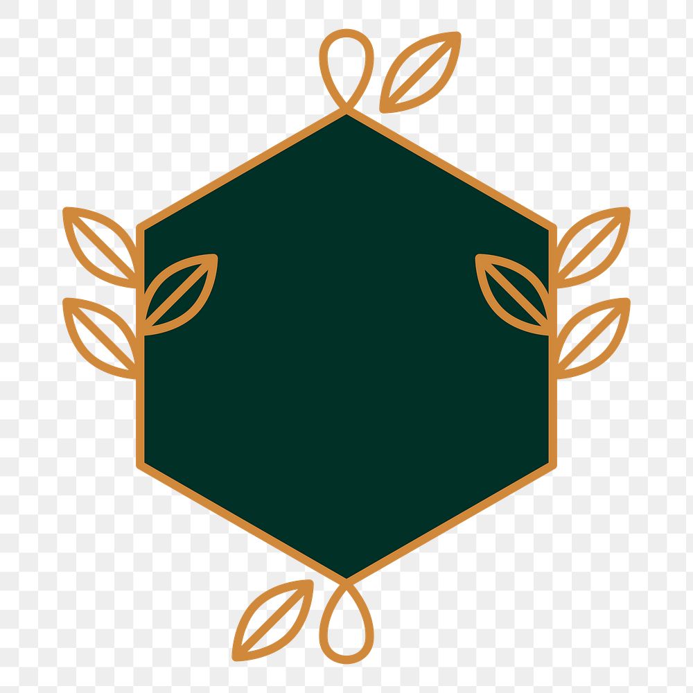 Leaf badge png logo element, transparent background