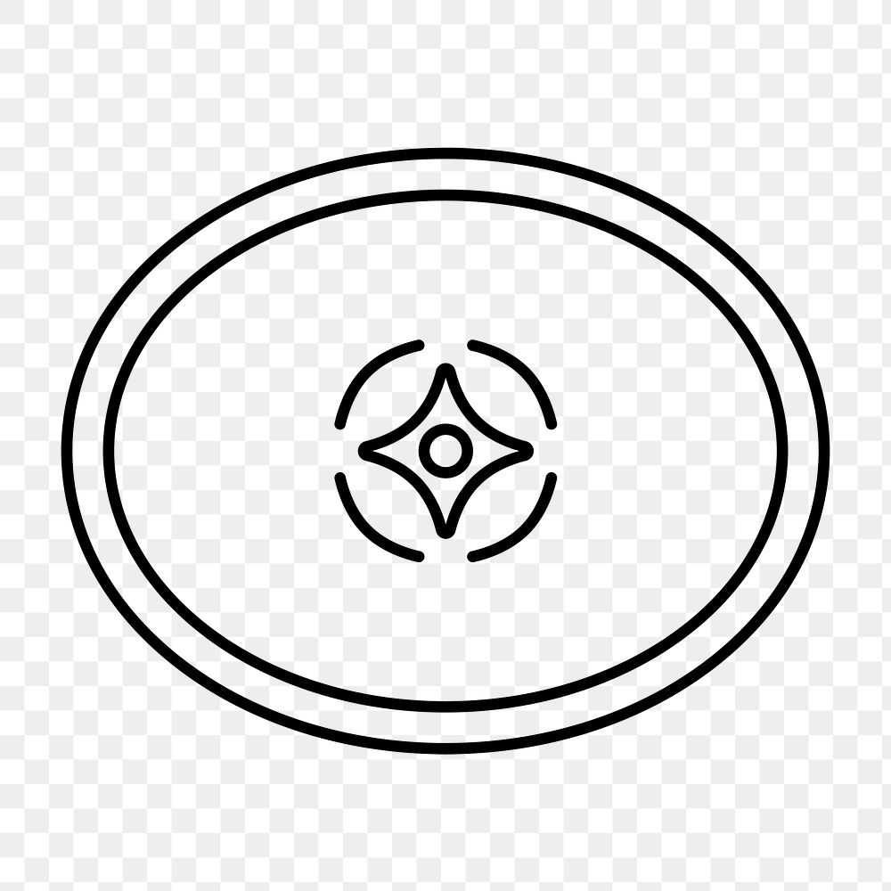 Flower oval png logo element, transparent background