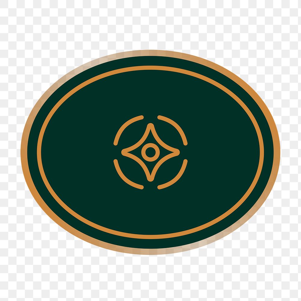 Oval floral png logo element, transparent background