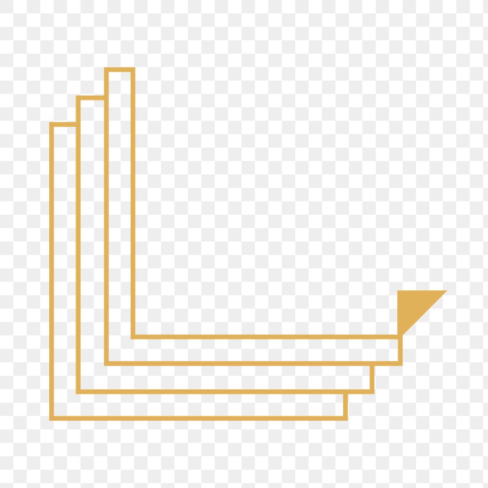 Gold corner png logo element, transparent background