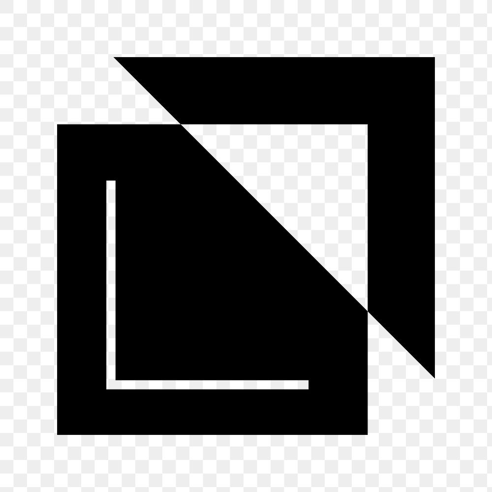 Black geometric png logo element, transparent background