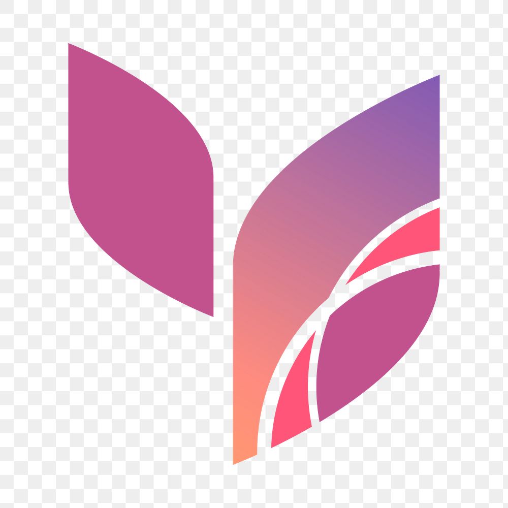 Purple leaf png logo element, transparent background