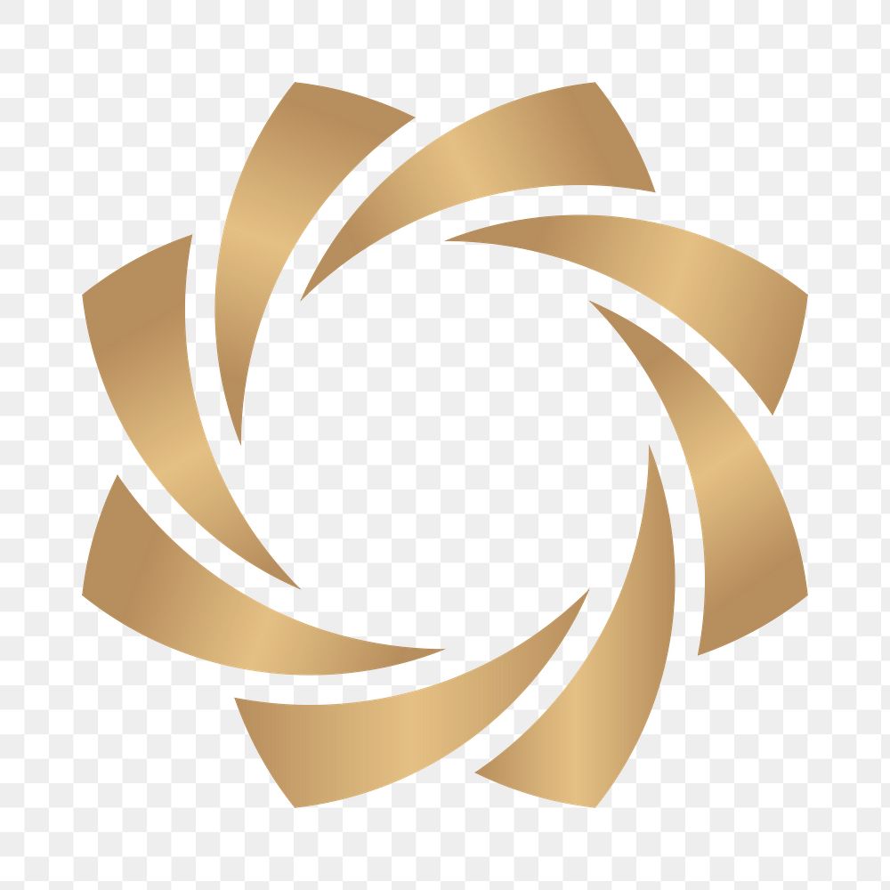 Gold floral png logo element, transparent background