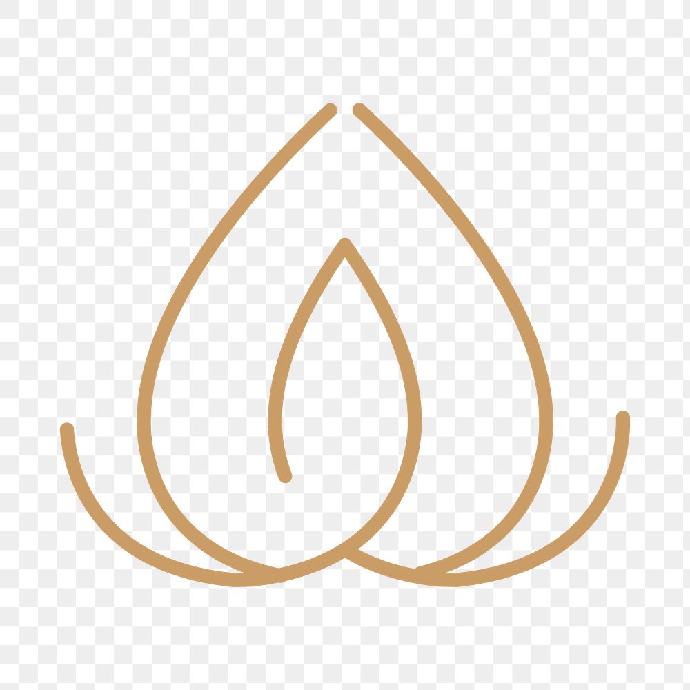 Gold lotus png logo element, transparent background