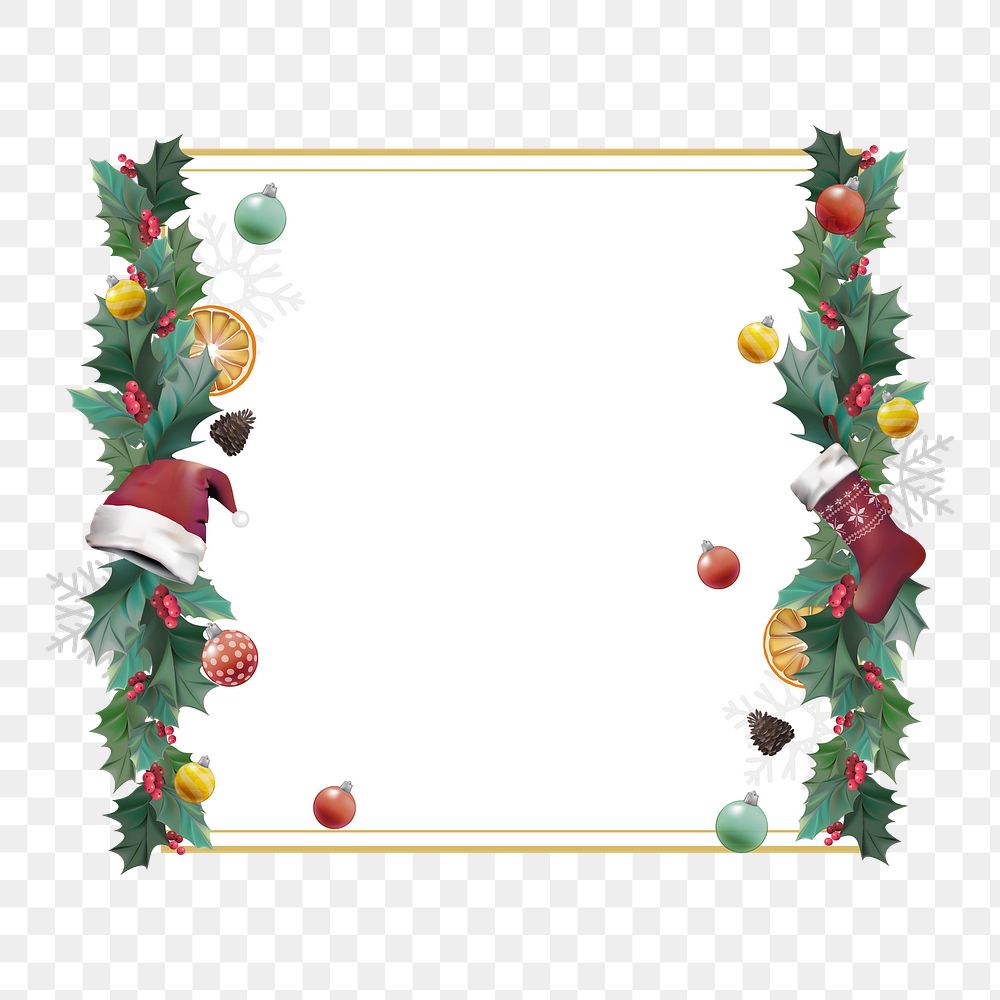 PNG festive Christmas frame sticker, transparent background