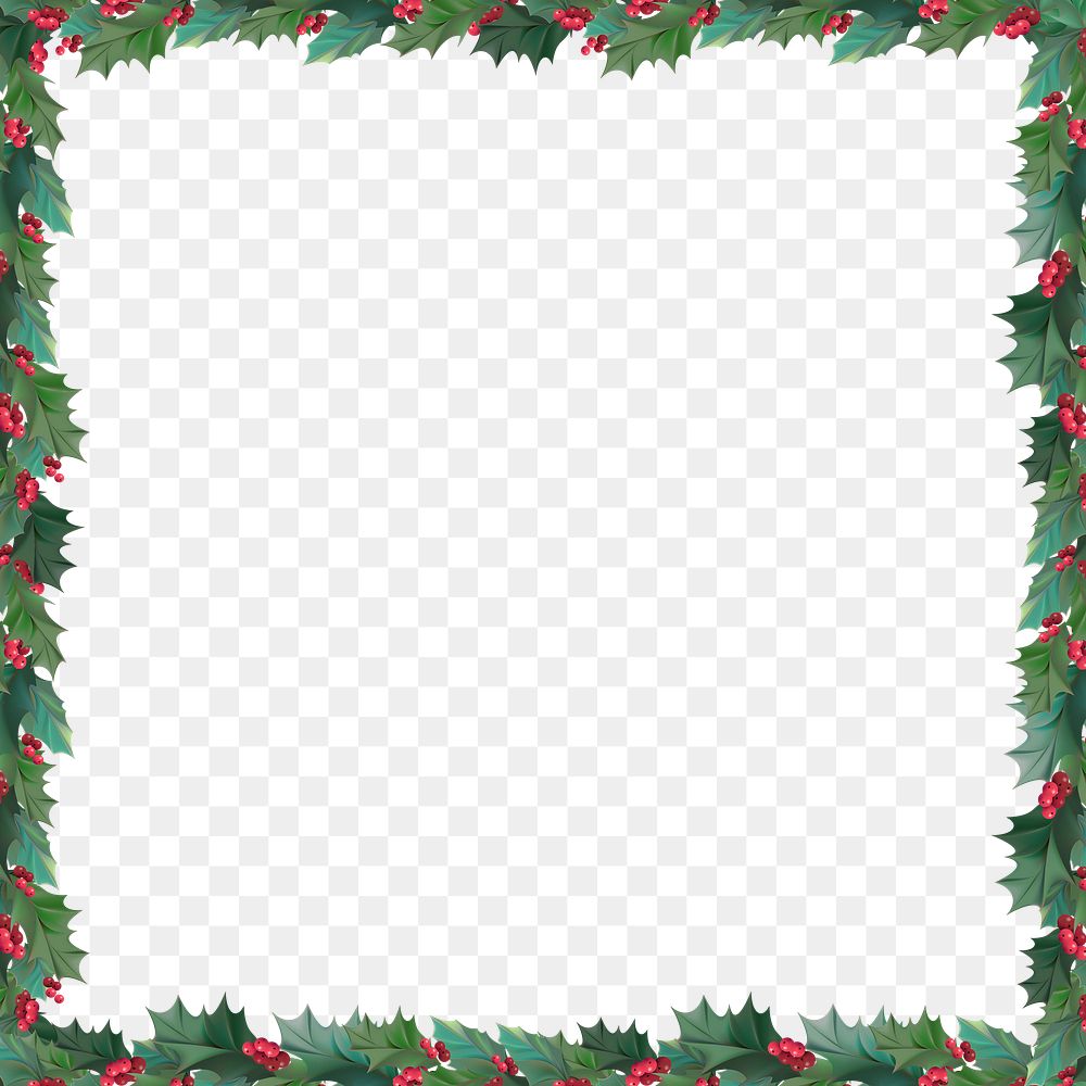 PNG Christmas holly berry frame sticker, transparent background