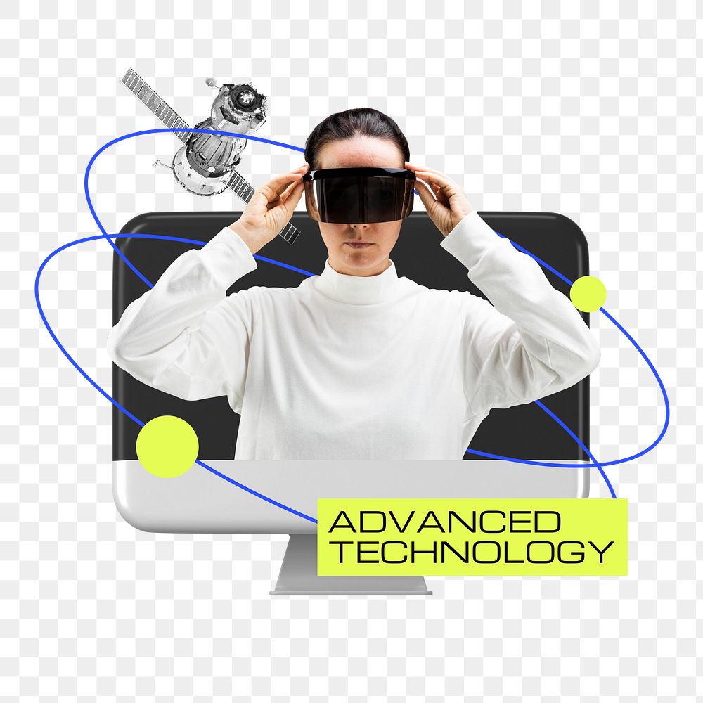 Advanced technology png word sticker typography, transparent background