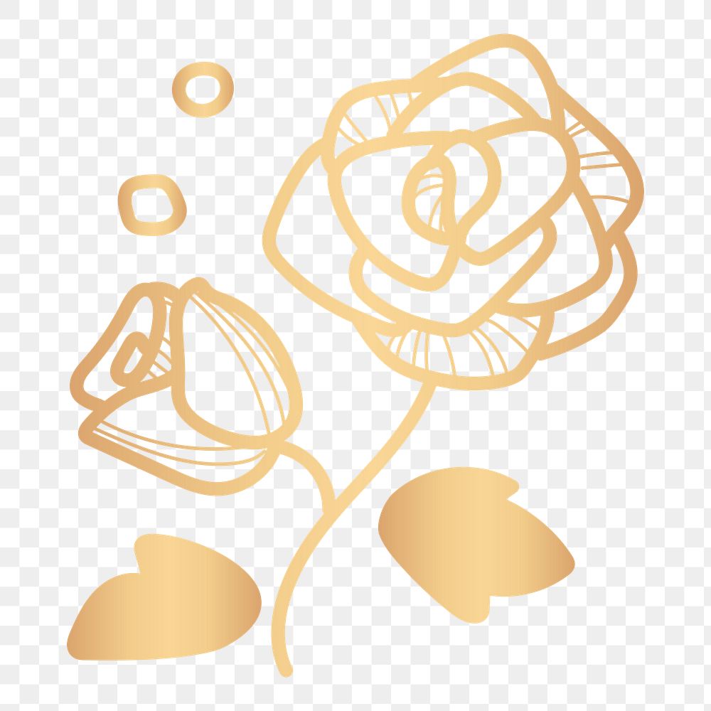 Gold rose png doodle sticker, transparent background