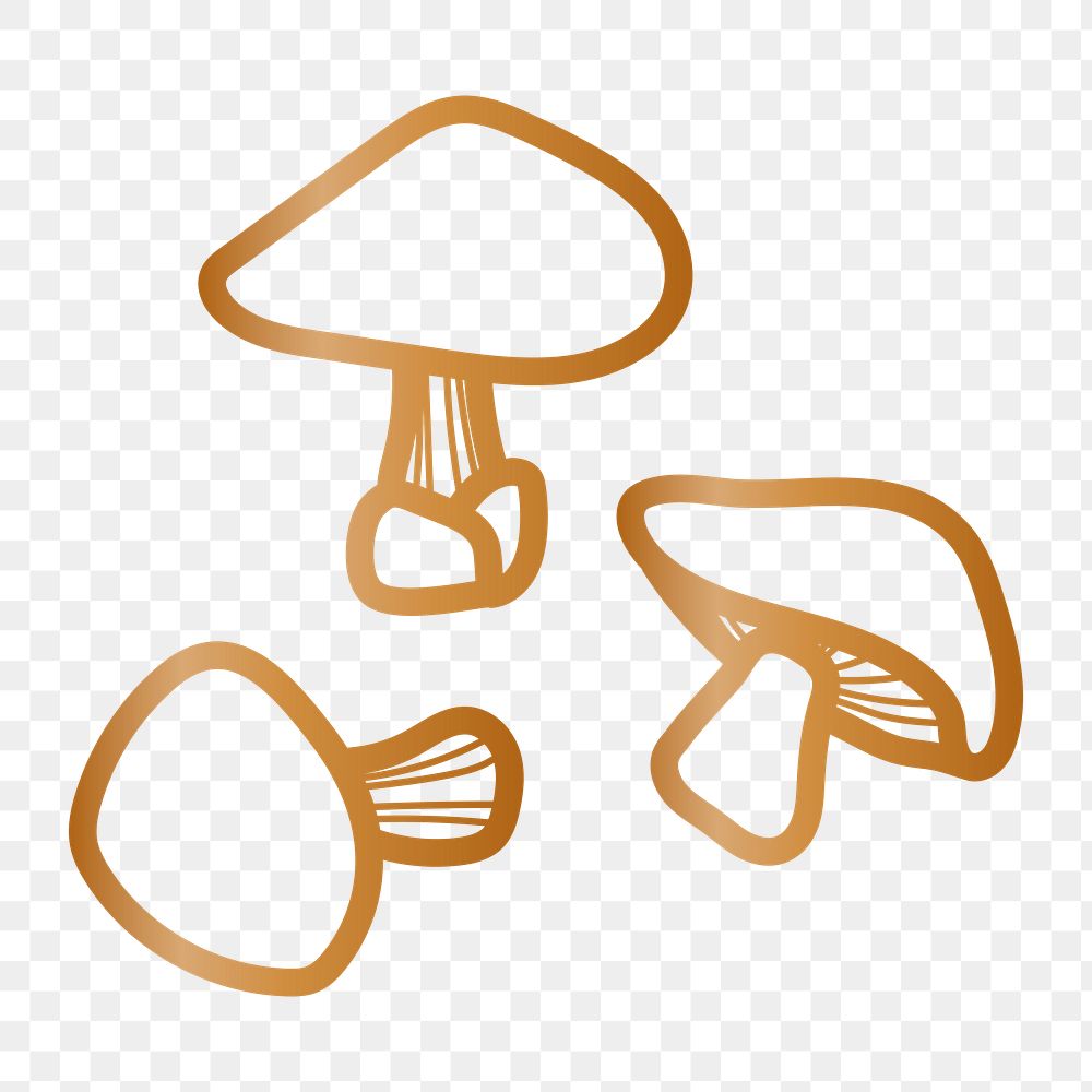 Gold mushroom png doodle sticker, transparent background