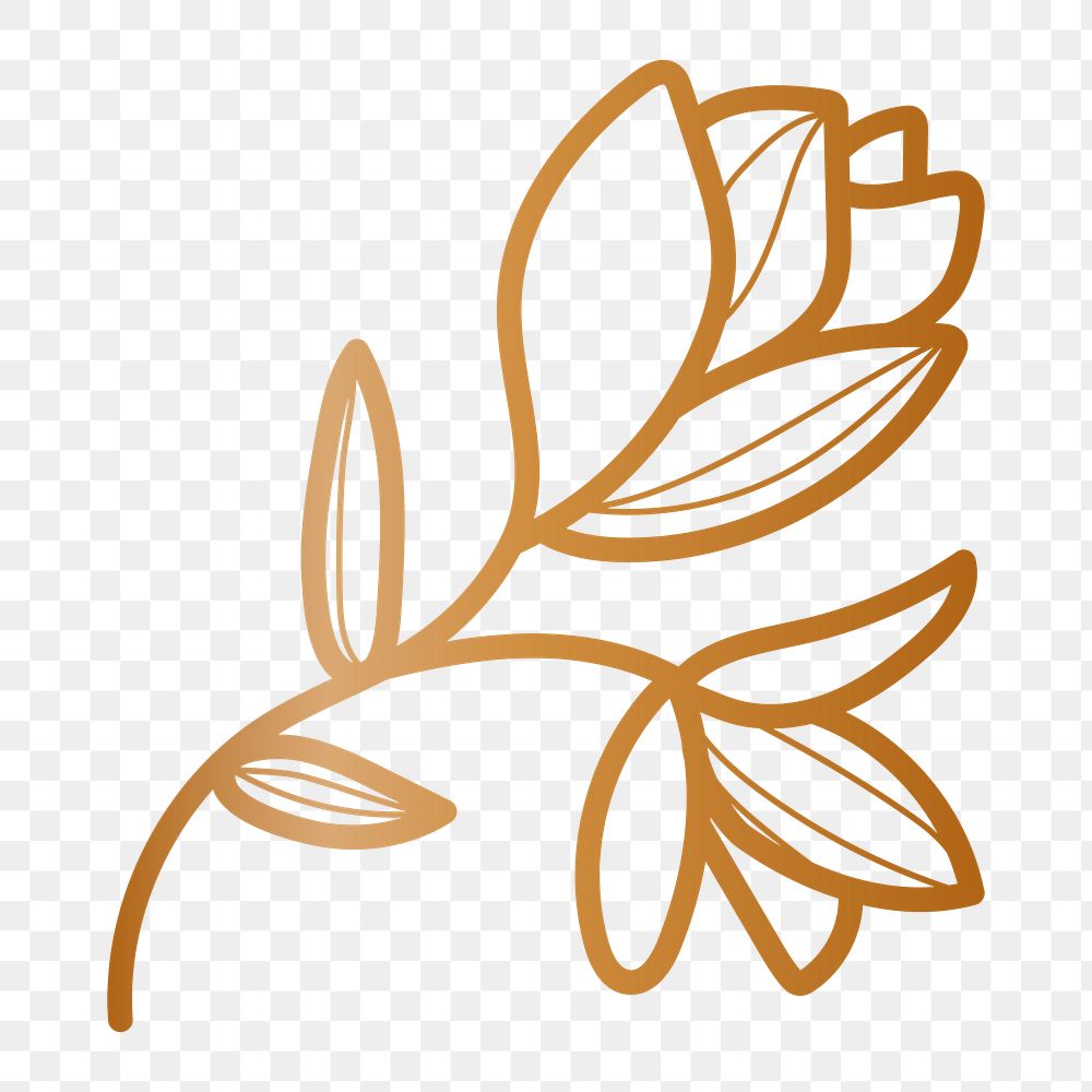 Gold flower png doodle sticker, transparent background