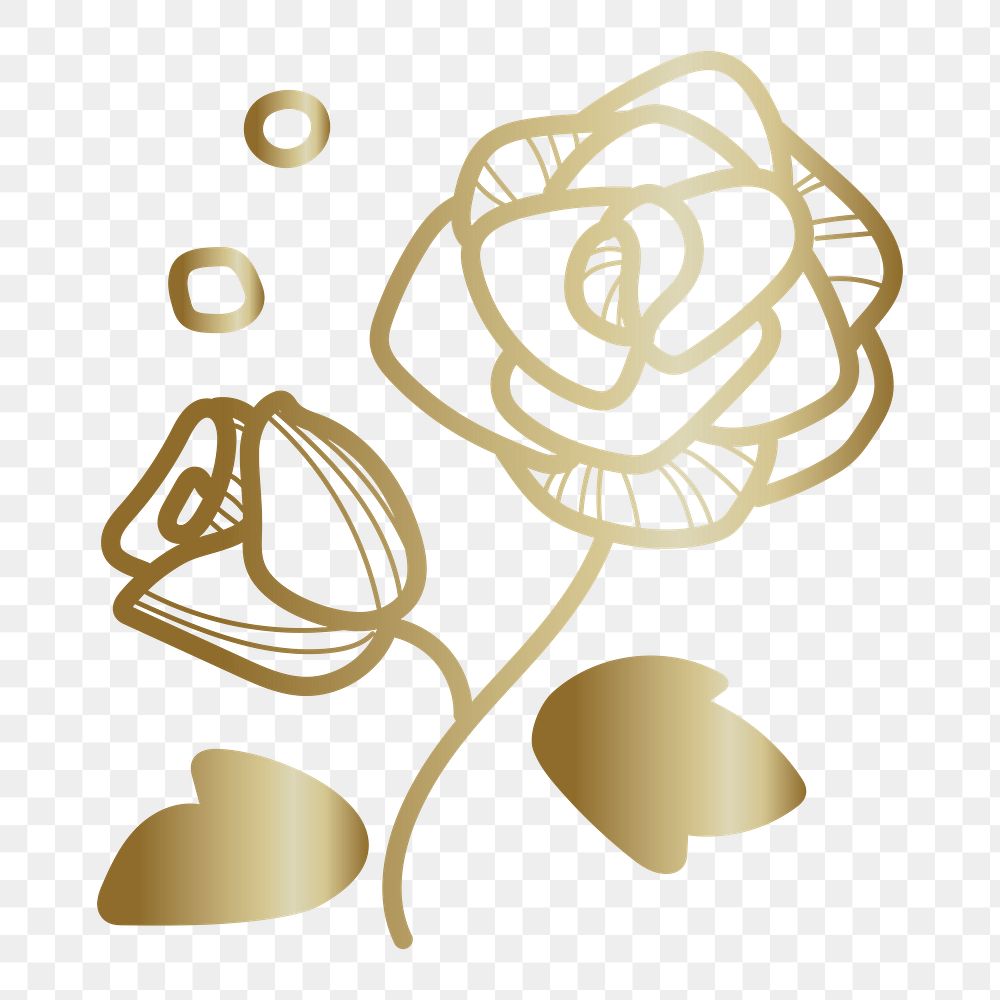 Gold rose png doodle sticker, transparent background