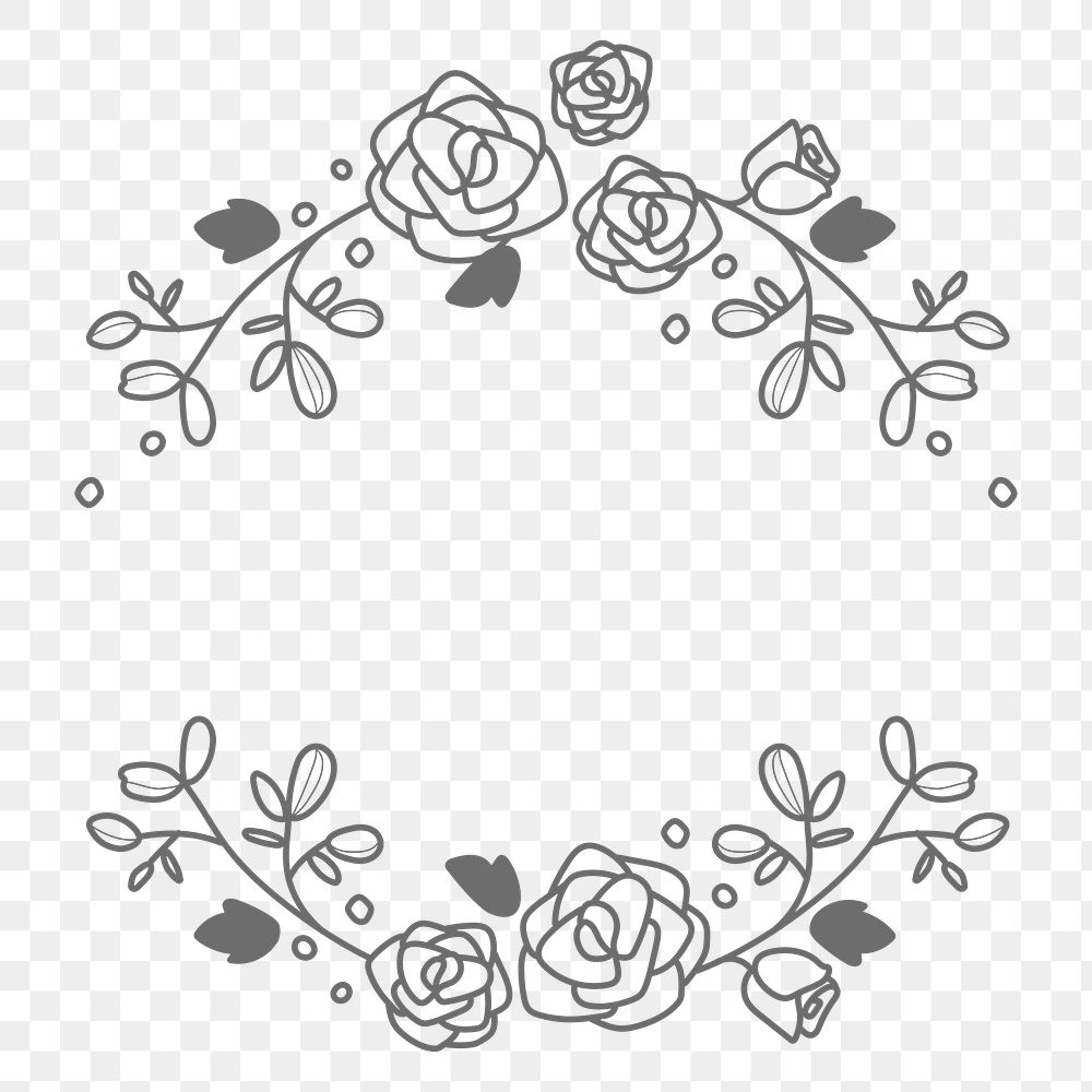 Floral frame png doodle sticker, transparent background