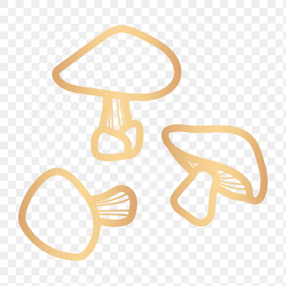 Golden mushroom png doodle sticker, transparent background