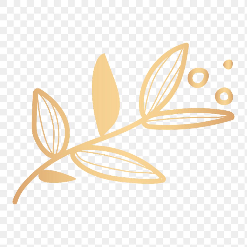 Gold leaf png doodle sticker, transparent background