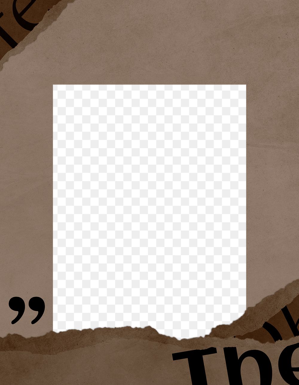 Brown frame png torn paper border sticker, transparent background