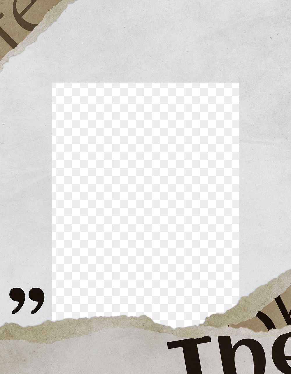 Gray frame png ripped paper border sticker, transparent background