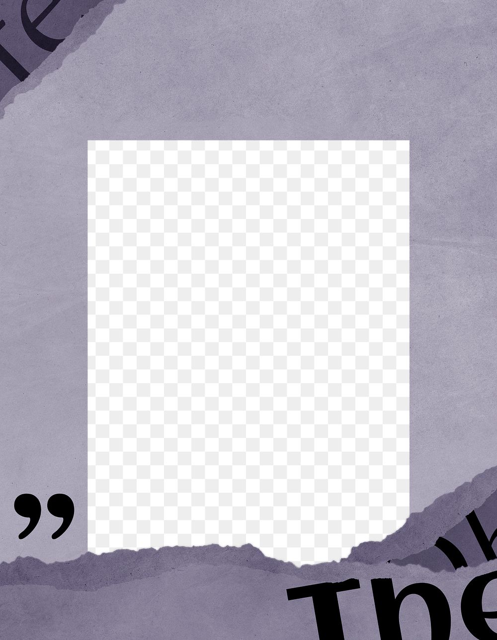 Purple frame png ripped paper border sticker, transparent background