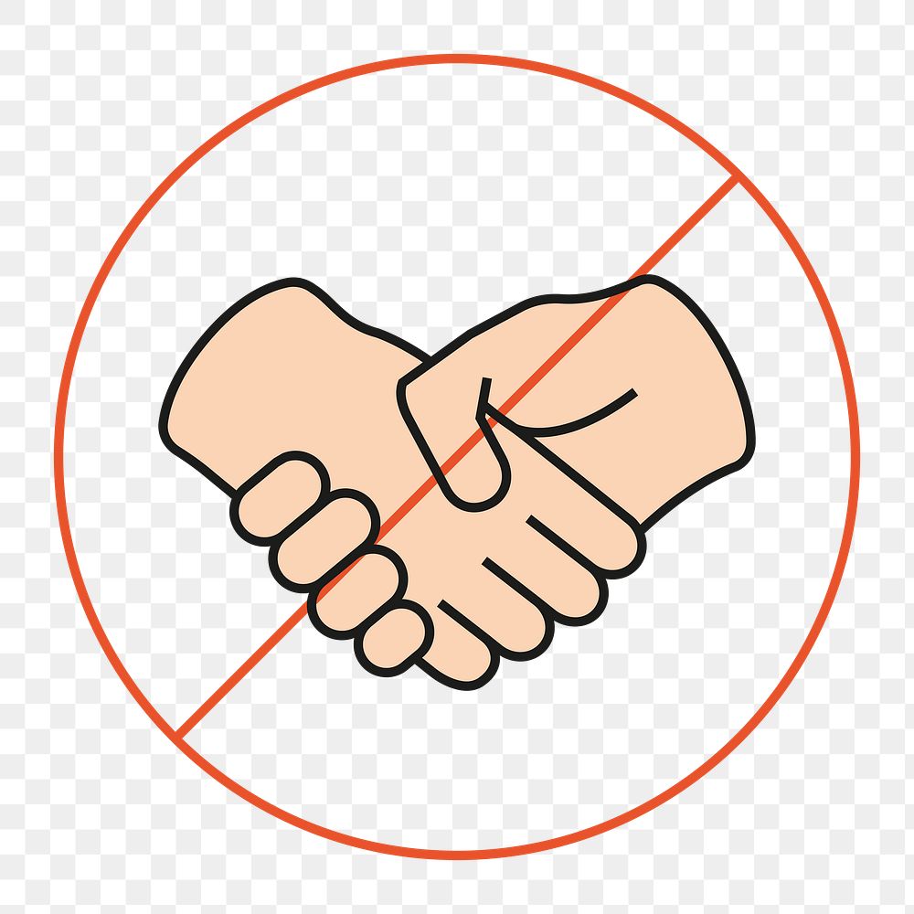 No handshake sign png sticker, COVID-19 prevention graphic, transparent background
