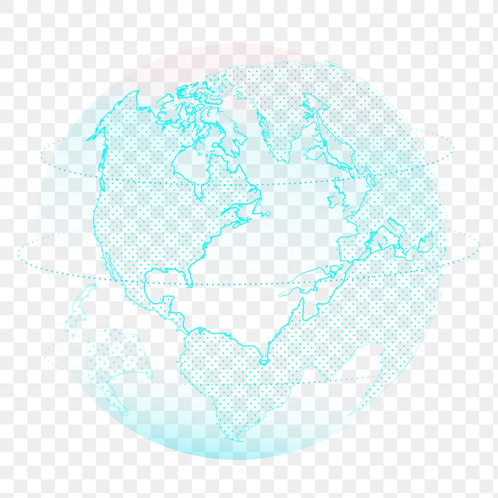 Blue globe png digital connection sticker, transparent background