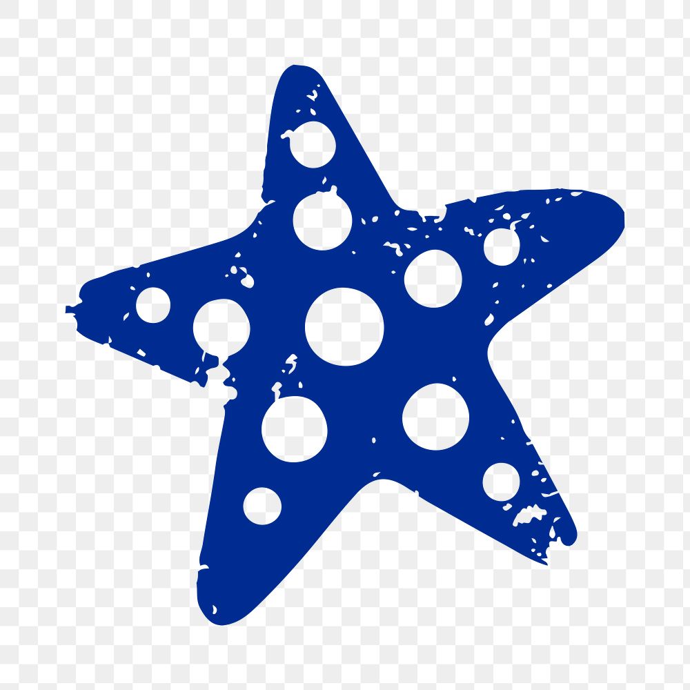 Blue starfish png sticker, transparent background