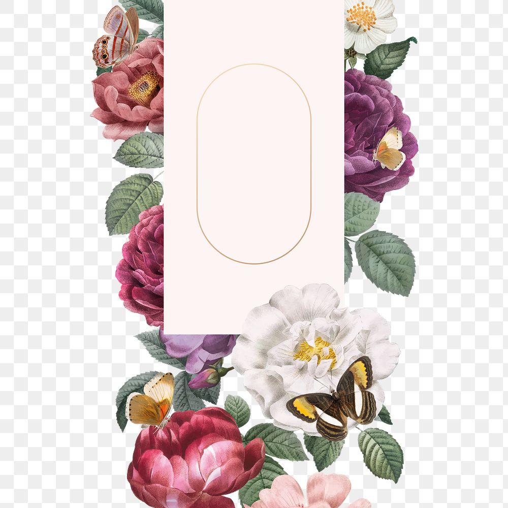 Floral frame png sticker, transparent background