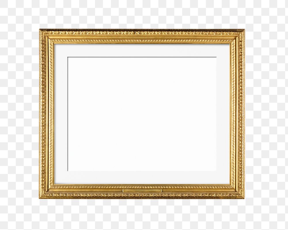 Png gold frame sticker, transparent background