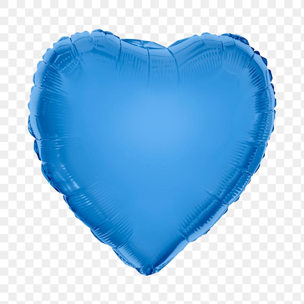 Blue heart balloon png sticker, transparent background