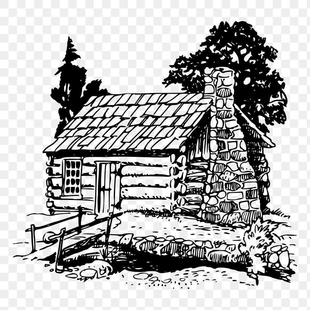 Cabin png  illustration, transparent background. Free public domain CC0 image.