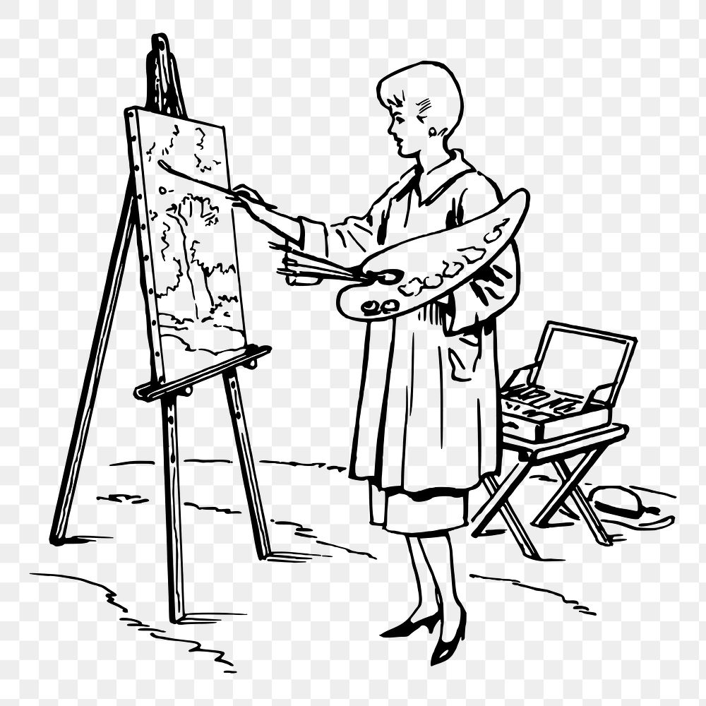 Woman painting png  illustration, transparent background. Free public domain CC0 image.