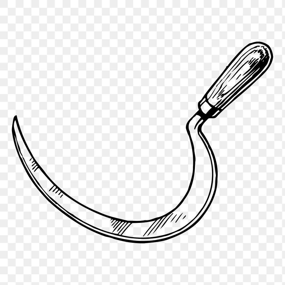 Hand scythe png  illustration, transparent background. Free public domain CC0 image.