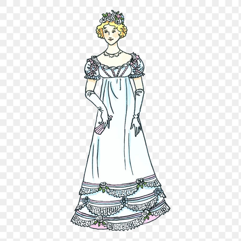 Victorian lady png sticker, transparent background. Free public domain CC0 image.