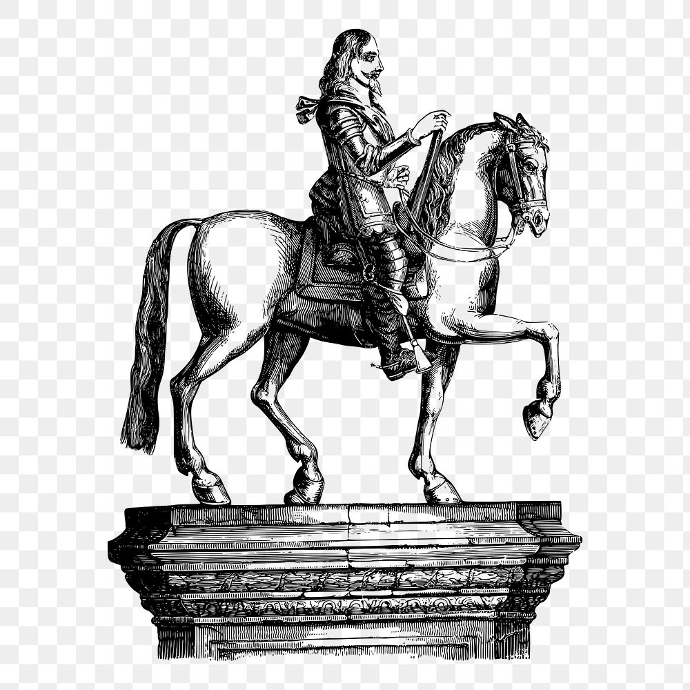 Equestrian statue png  illustration, transparent background. Free public domain CC0 image.