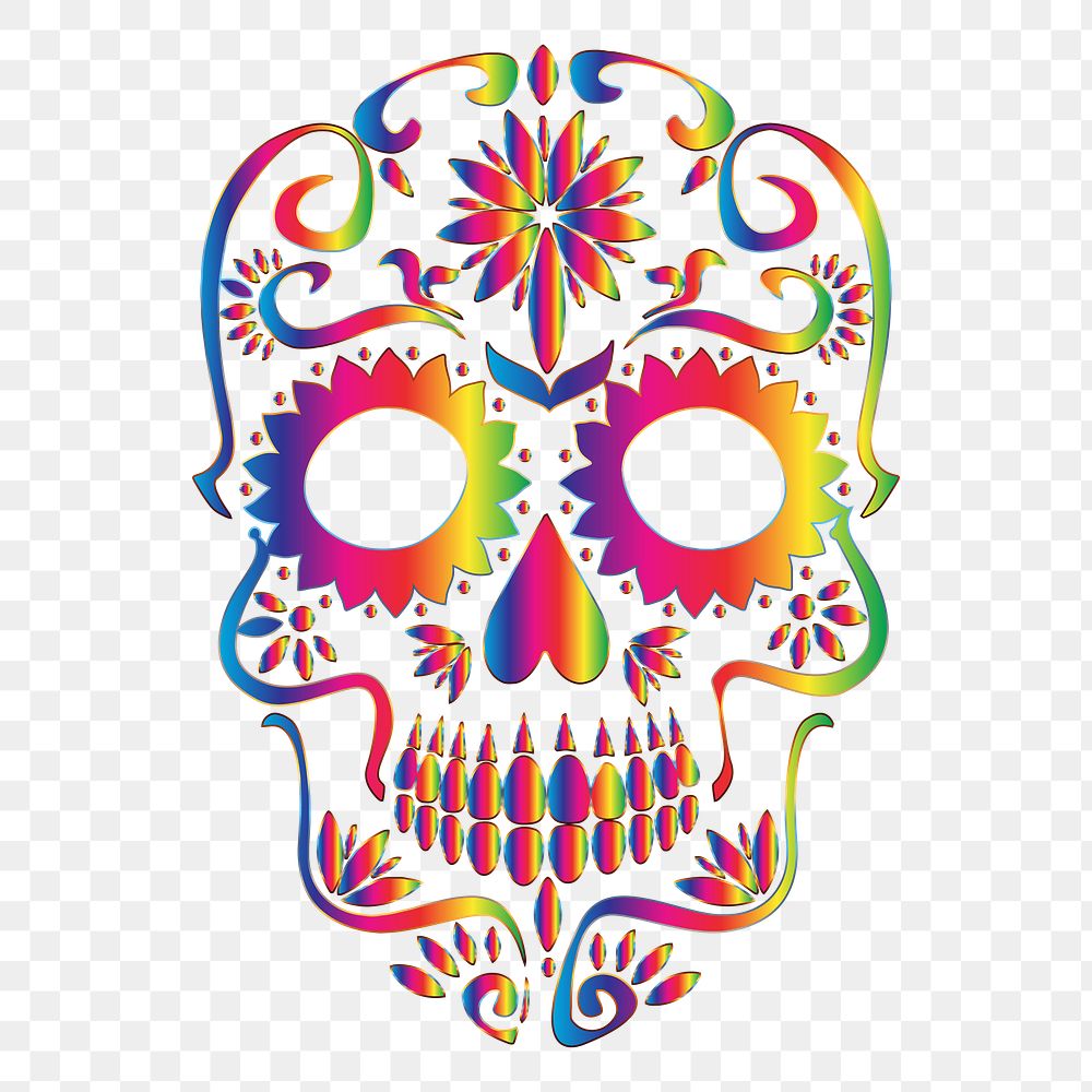 Mexican skull png illustration, transparent background. Free public domain CC0 image.