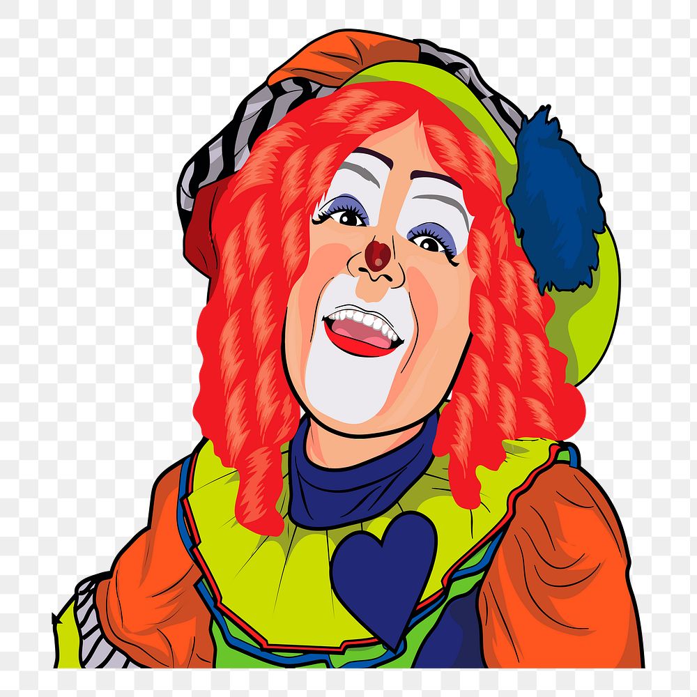 Female clown png illustration, transparent background. Free public domain CC0 image.