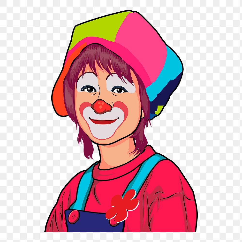 Female clown png illustration, transparent background. Free public domain CC0 image.