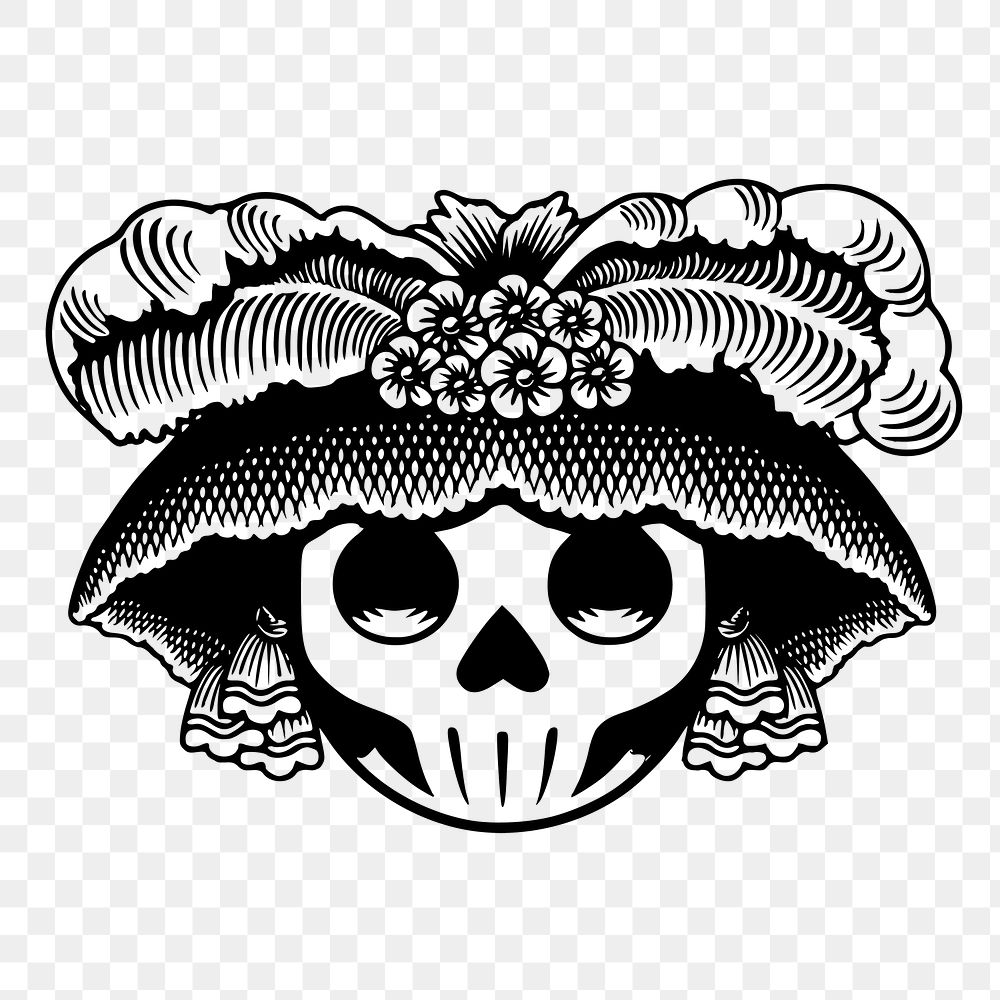 Mexican skull png illustration, transparent background. Free public domain CC0 image.