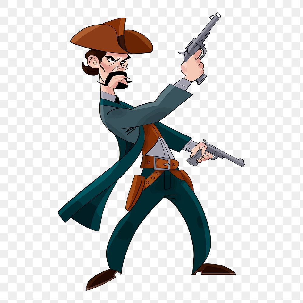 Cowboy gunslinger png illustration, transparent background. Free public domain CC0 image.