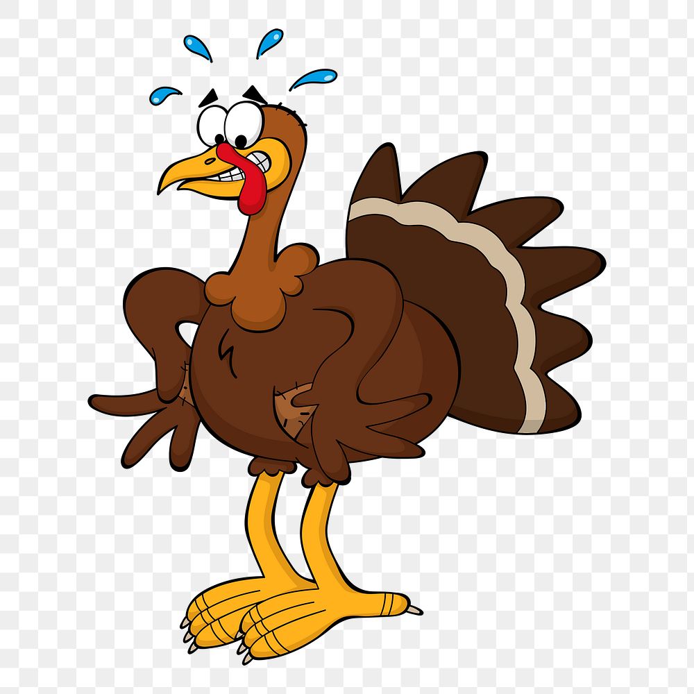 Cartoon turkey png illustration, transparent background. Free public domain CC0 image.