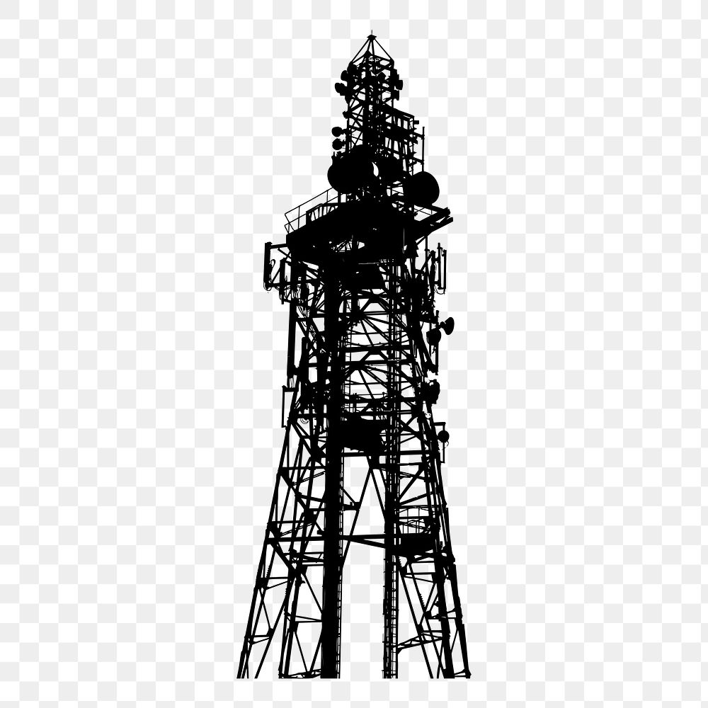 Radio tower png illustration, transparent background. Free public domain CC0 image.