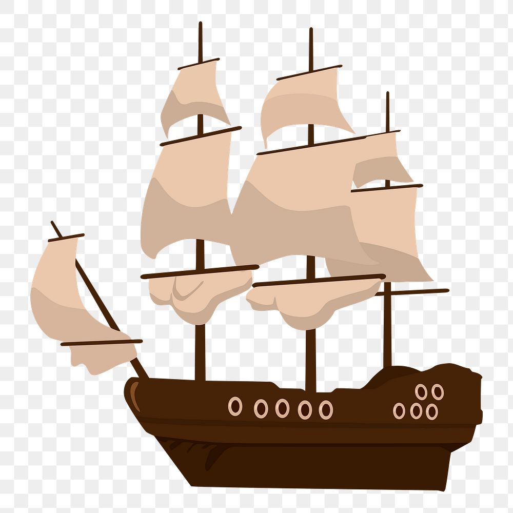 Sailing ship png illustration, transparent background. Free public domain CC0 image.