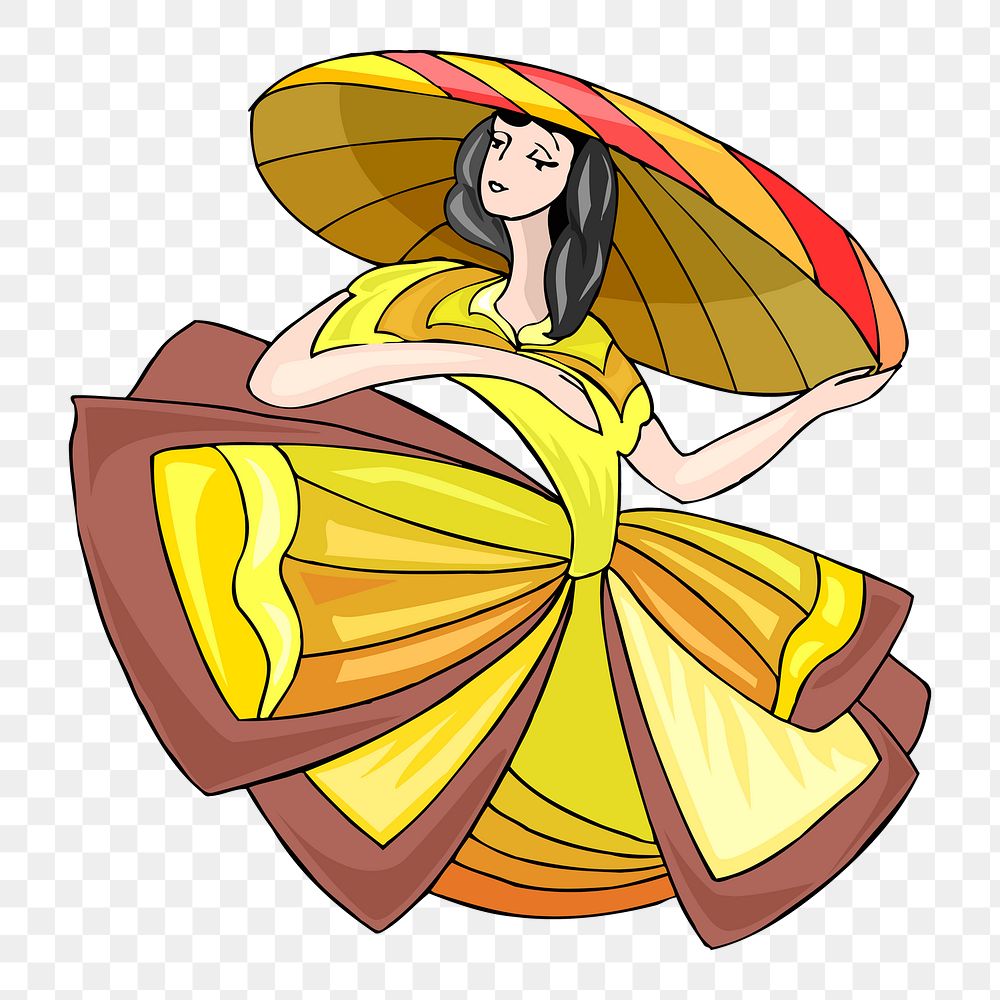 Woman in fancy dress png sticker, transparent background. Free public domain CC0 image.