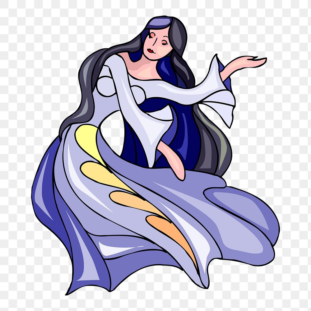 Woman in fancy dress png sticker, transparent background. Free public domain CC0 image.