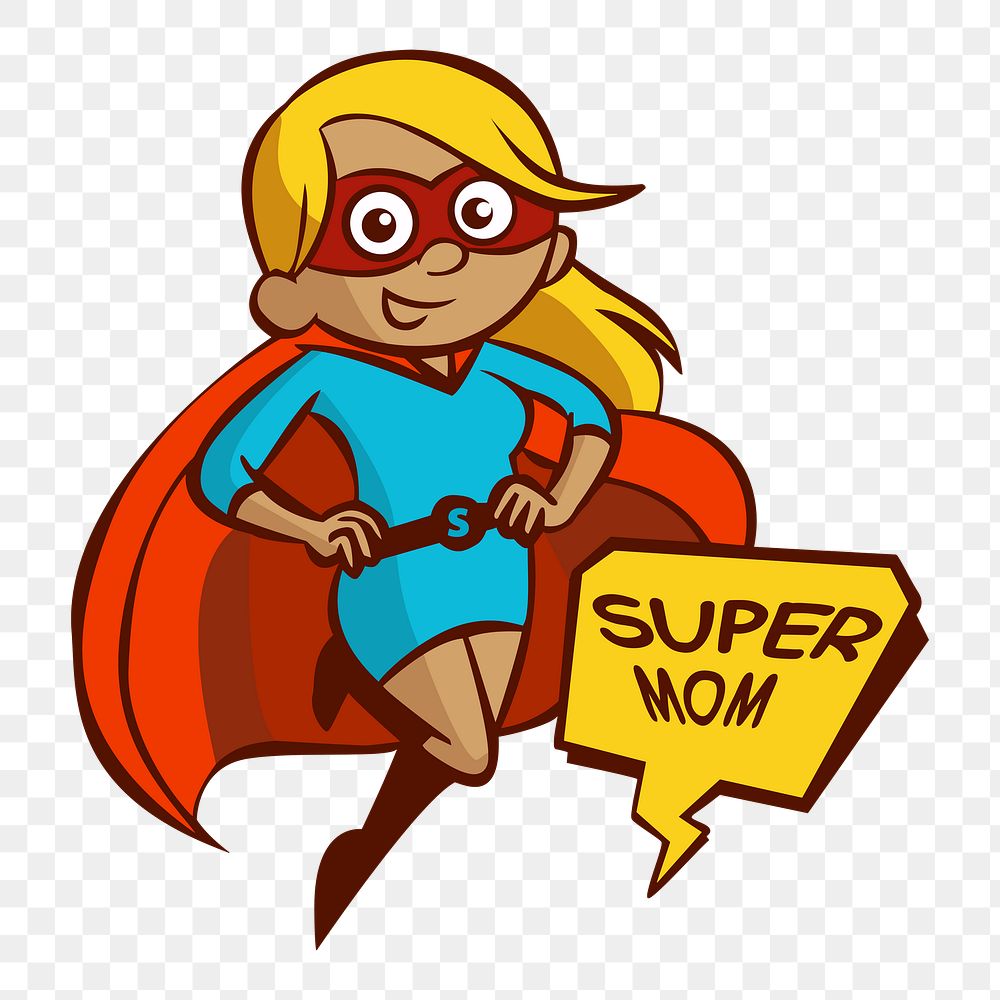 PNG Supermom clipart, transparent background. Free public domain CC0 image.