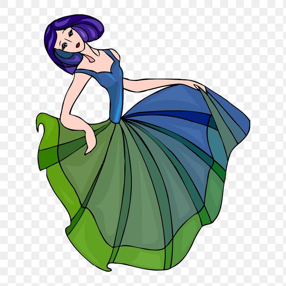 Woman in fancy dress png sticker, transparent background. Free public domain CC0 image.