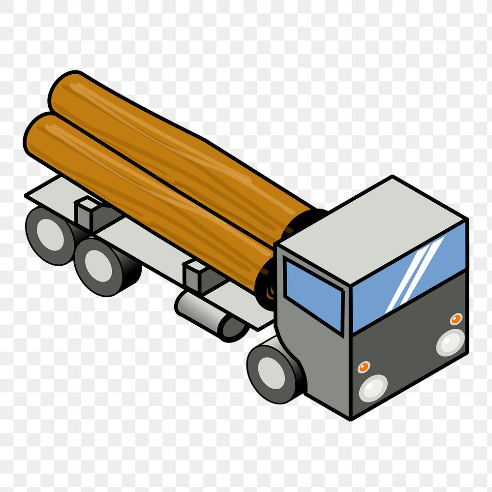 Logging truck png illustration, transparent background. Free public domain CC0 image.